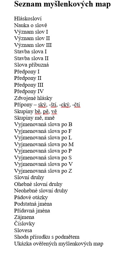 Sada Myšlenkové mapy v českém jazyce I a II