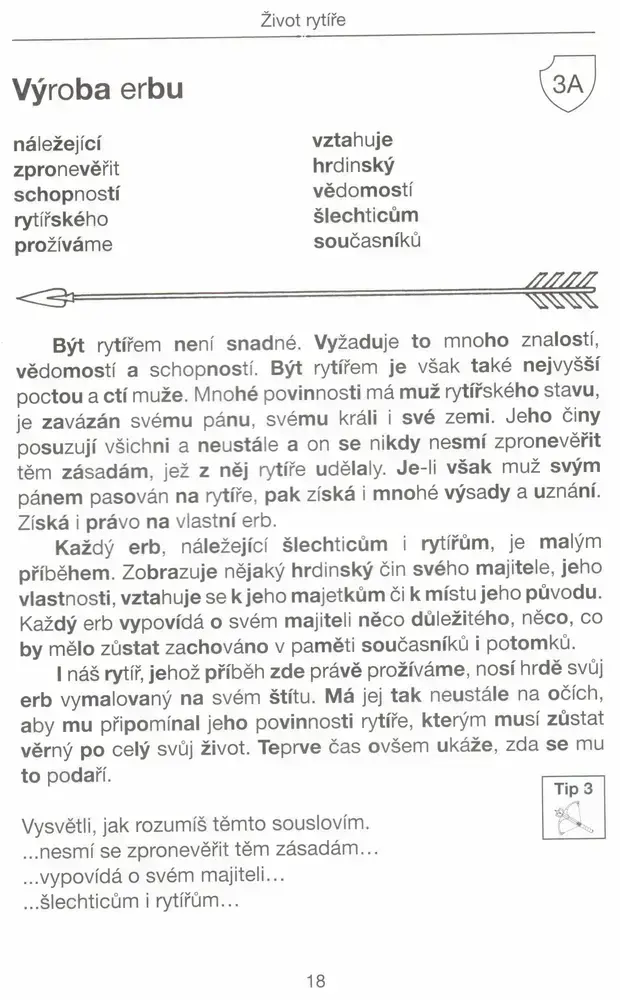 Život rytíře, kniha her pro děti se specifickými poruchami učení 