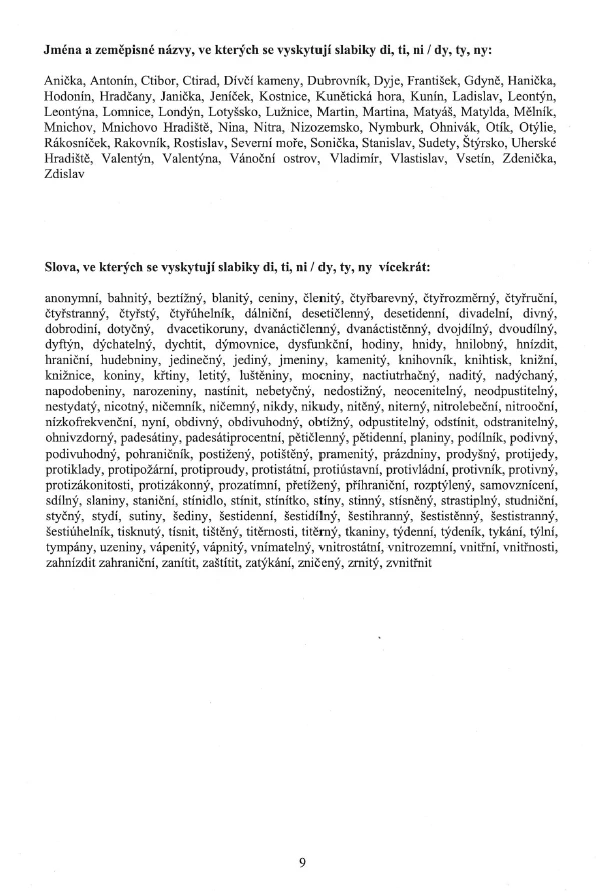 Sluchové vnímání - rozlišování měkkých a tvrd. slabik