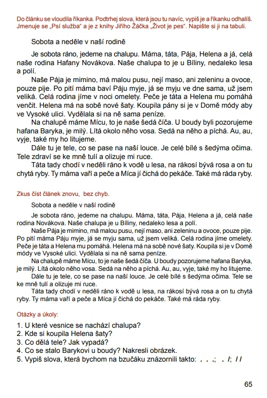 Dyslektická čítanka pro 1. - 2. ročník