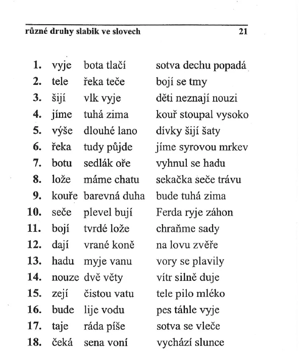 Čtenářské tabulky I